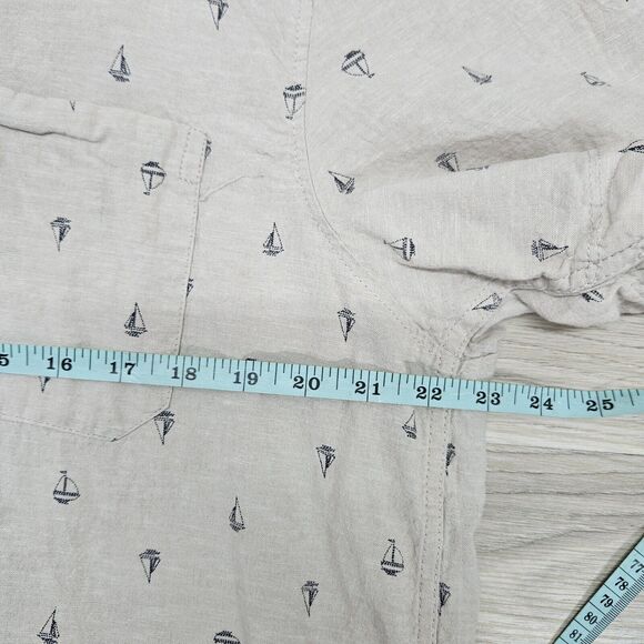 TENTH & OCEAN Mens Tan Linen Sailboat Button Down Shirt Size XL - Picture 4 of 6